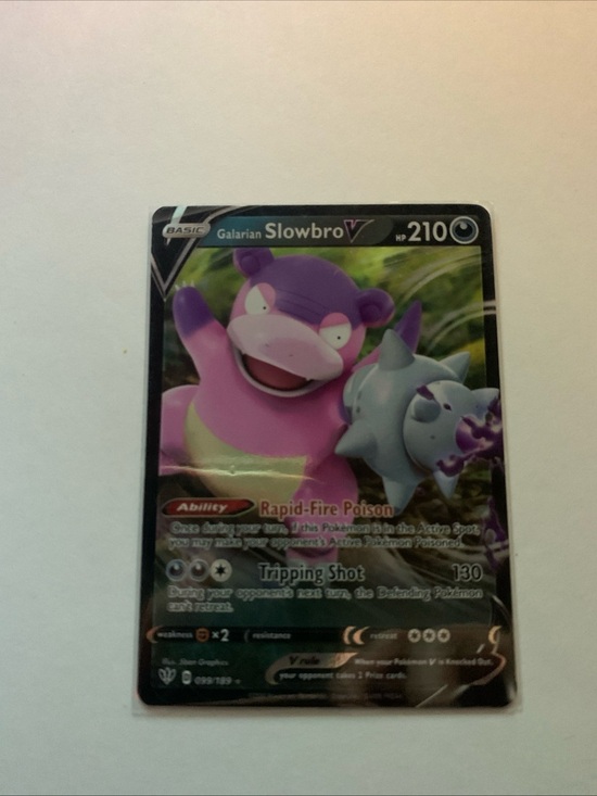 Pokemon Other - Pokemon Galarian Slowbro V — Purple and Pink Holo Card